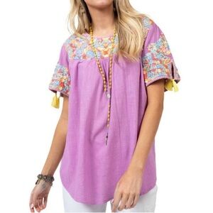 Sister Mary Embroidered Peasant Top